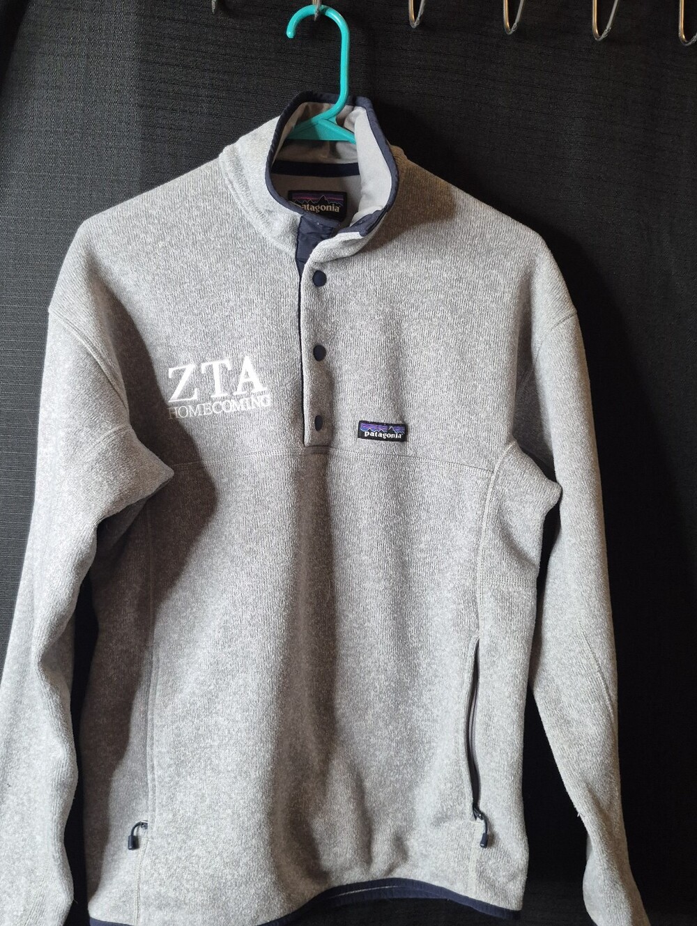 Patagonia Gray Heather Snap‑Placket Fleece Pullover